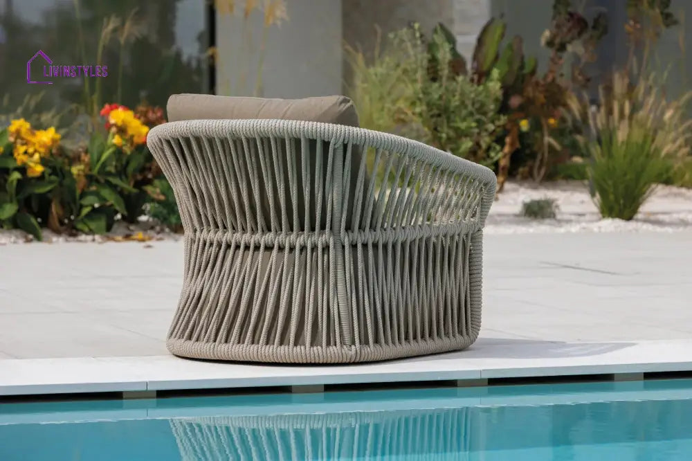 Thoma Outdoor Garden Balcony Sofa Set 2 Seater 2 Single Seater 1 Center Table Set Braid & Rope (Beige) - Sofa Sets