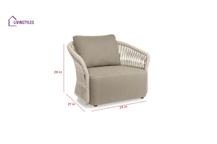 Thoma Outdoor Garden Balcony Sofa Set 2 Seater 2 Single Seater 1 Center Table Set Braid & Rope (Beige) - Sofa Sets