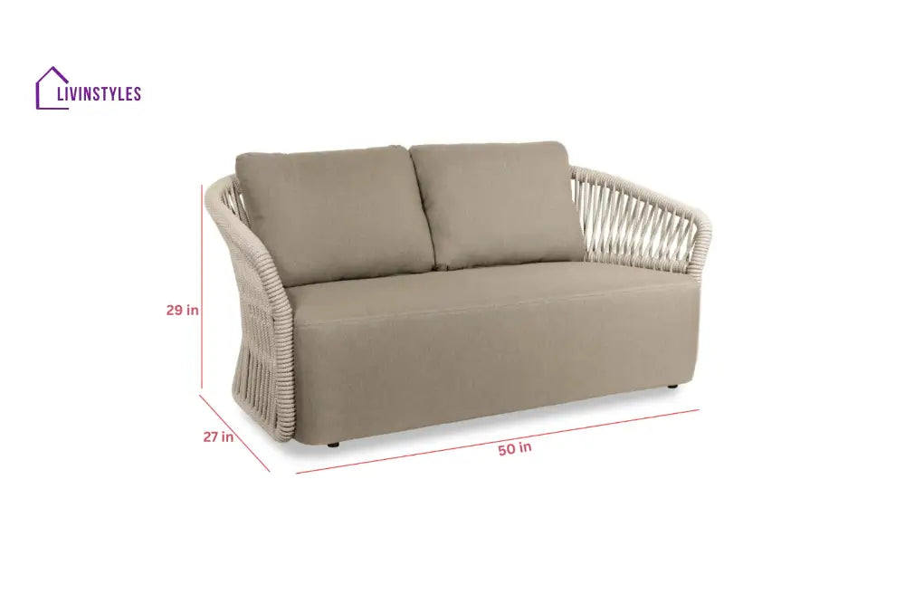 Thoma Outdoor Garden Balcony Sofa Set 2 Seater 2 Single Seater 1 Center Table Set Braid & Rope (Beige) - Sofa Sets