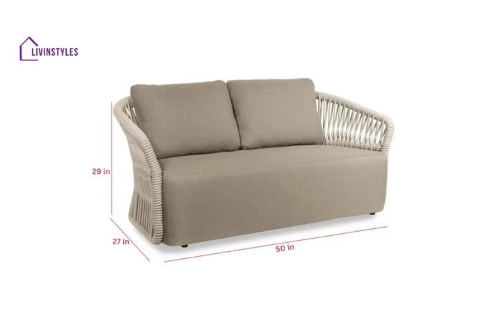 Thoma Outdoor Garden Balcony Sofa Set 2 Seater 2 Single Seater 1 Center Table Set Braid & Rope (Beige) - Sofa Sets
