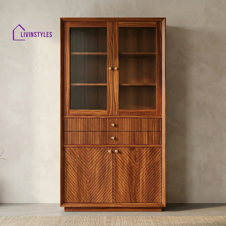 Thomas Classic Kitchen Cabinet with Glass (Honey Finish)