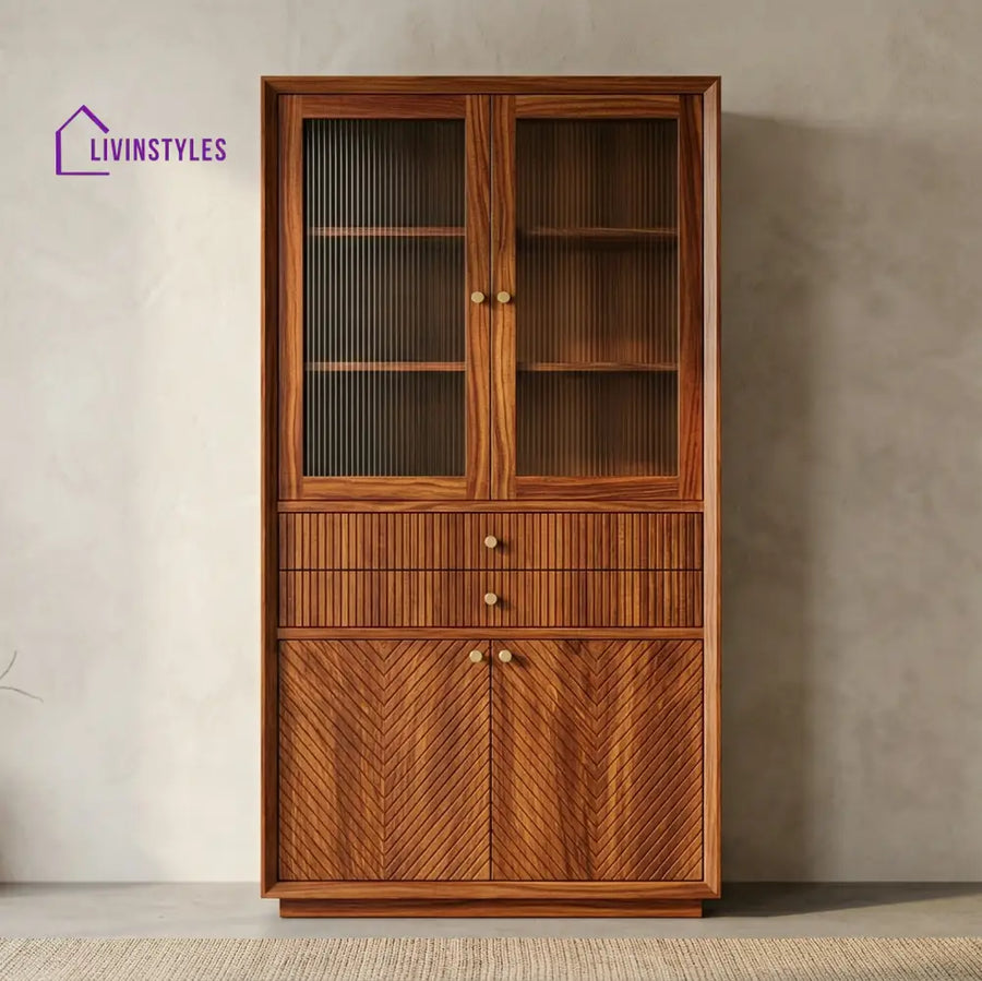 Thomas Classic Kitchen Cabinet with Glass (Honey Finish)