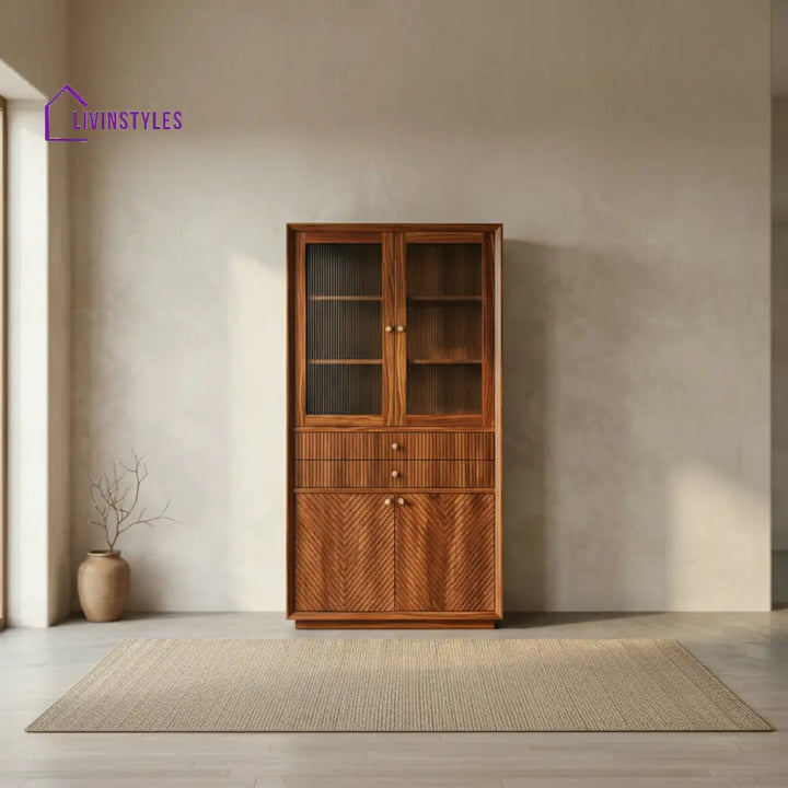 Thomas Classic Kitchen Cabinet with Glass (Honey Finish)