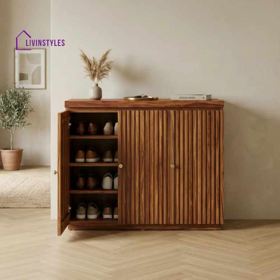 Tiare Solid Wood Sheesham Shoe Rack (Honey Finish)