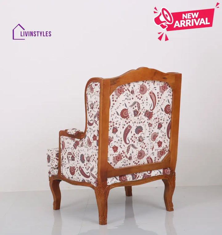 Tiareta Solid Wood Lounge Chair with Printed Fabric