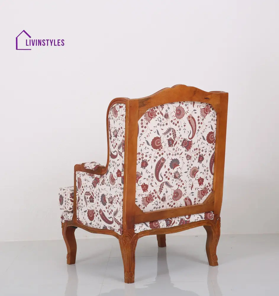 Tiareta Solid Wood Lounge Chair with Printed Fabric