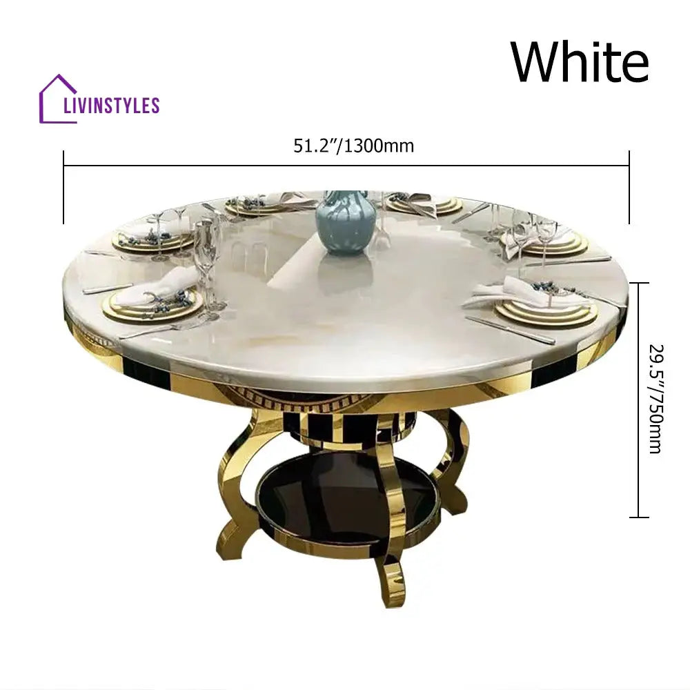 Tikhon Stainless Steel Round Dining Table Set