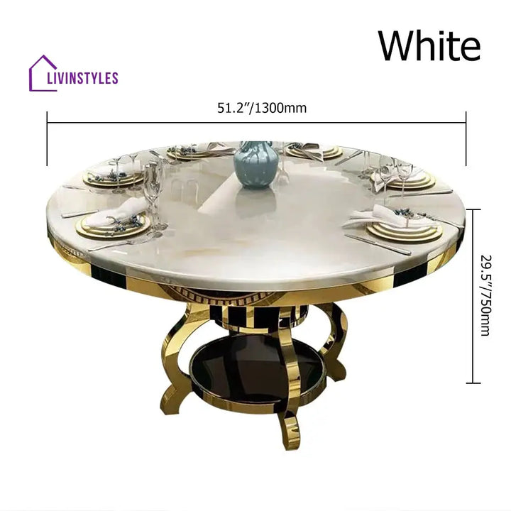 Tikhon Stainless Steel Round Dining Table Set
