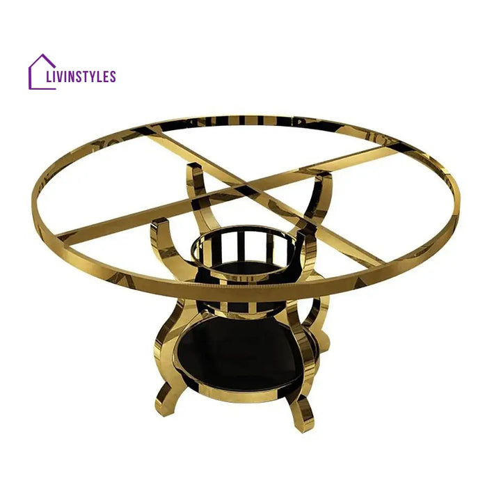 Tikhon Stainless Steel Round Dining Table Set