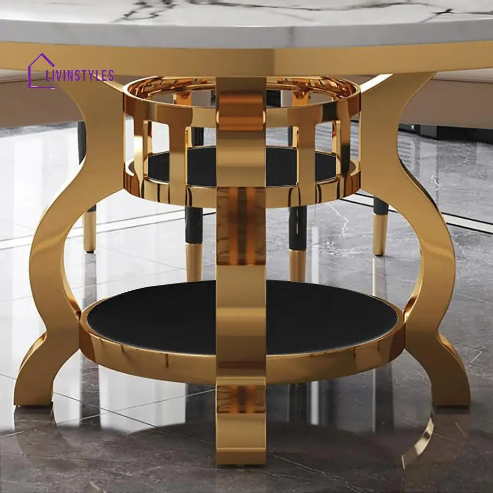 Tikhon Stainless Steel Round Dining Table Set