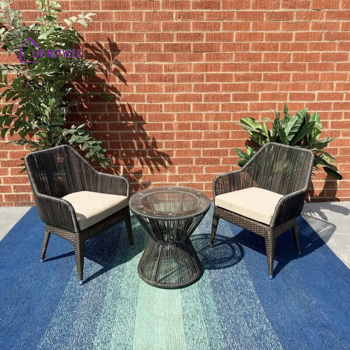 Tim Outdoor Patio Seating Set 2 Chairs and 1 Table Set (Brown) - Coffee Table Sets