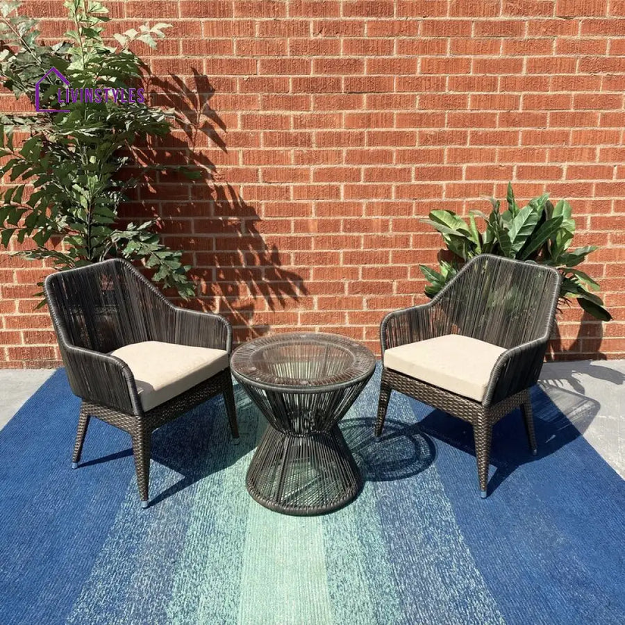 Tim Outdoor Patio Seating Set 2 Chairs and 1 Table Set (Brown) - Coffee Table Sets