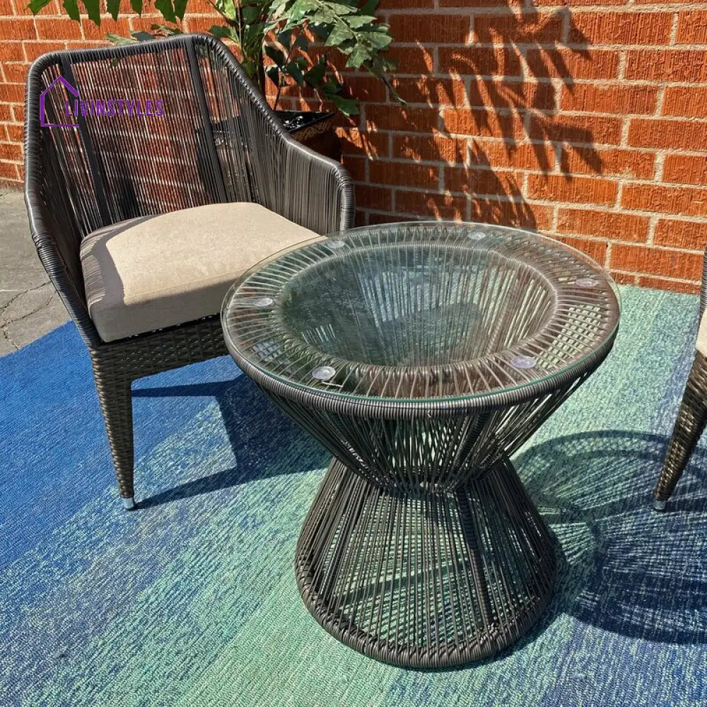 Tim Outdoor Patio Seating Set 2 Chairs and 1 Table Set (Brown) - Coffee Table Sets