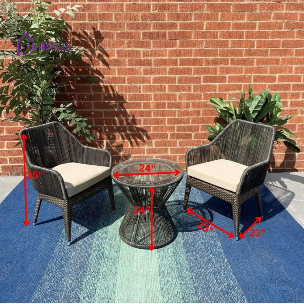 Tim Outdoor Patio Seating Set 2 Chairs and 1 Table Set (Brown) - Coffee Table Sets