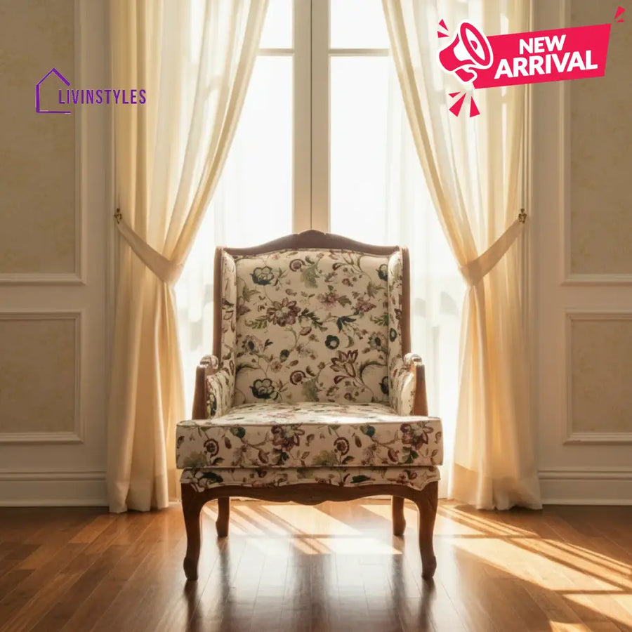 Timoti Solid Wood Lounge Chair with Printed Fabric