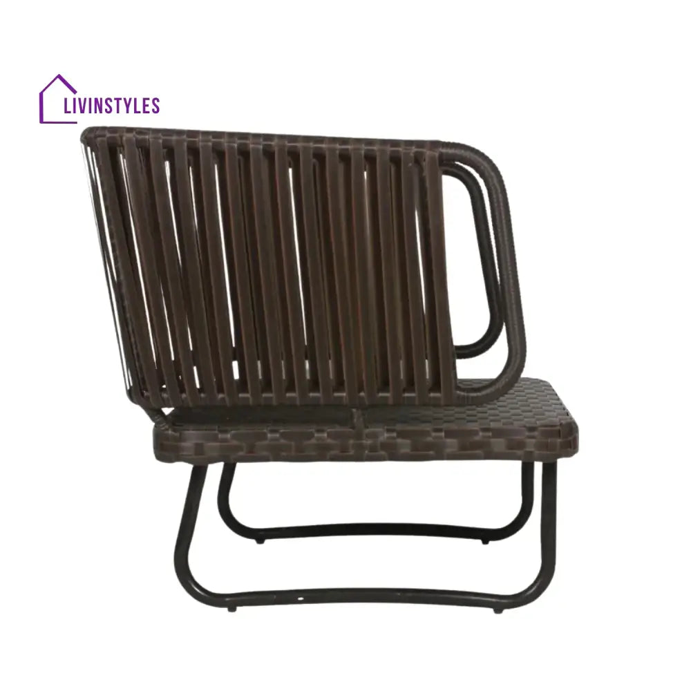 Tinsley Outdoor Rope 4-Piece Patio Sofa Set with Wicker Top Table (Brown & White) - Sofa Set