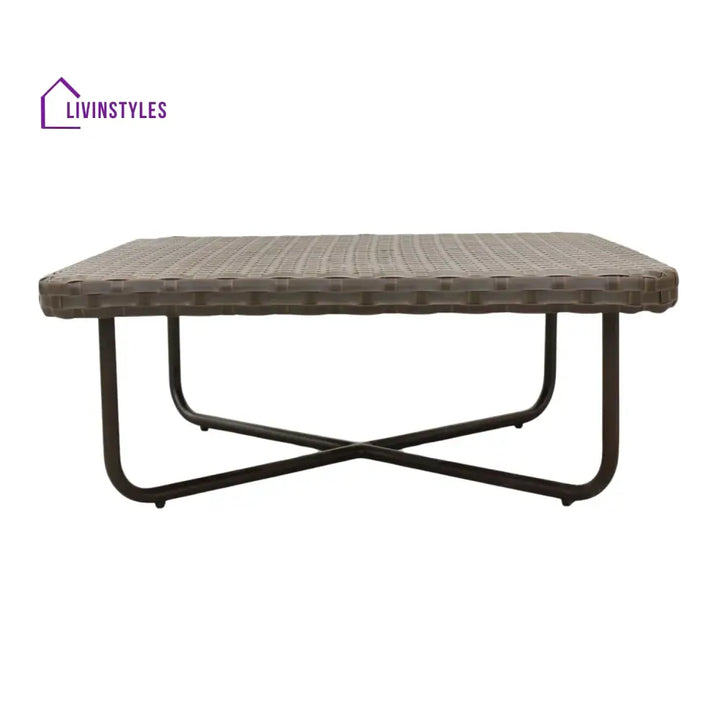 Tinsley Outdoor Rope 4-Piece Patio Sofa Set with Wicker Top Table (Brown & White) - Sofa Set
