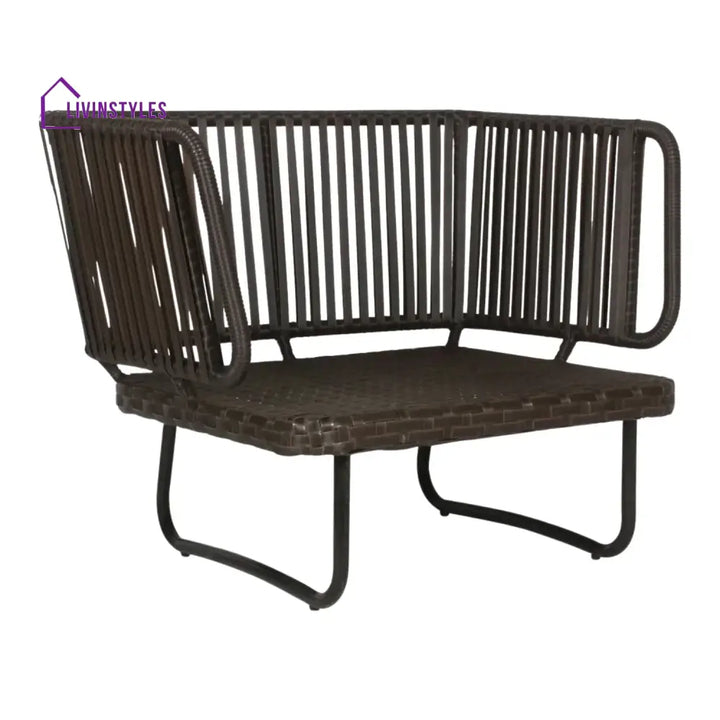 Tinsley Outdoor Rope 4-Piece Patio Sofa Set with Wicker Top Table (Brown & White) - Sofa Set