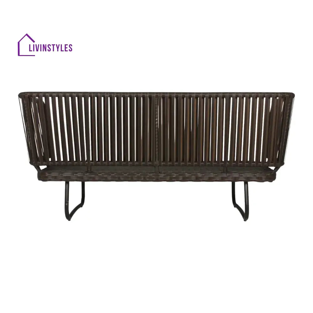 Tinsley Outdoor Rope 4-Piece Patio Sofa Set with Wicker Top Table (Brown & White) - Sofa Set