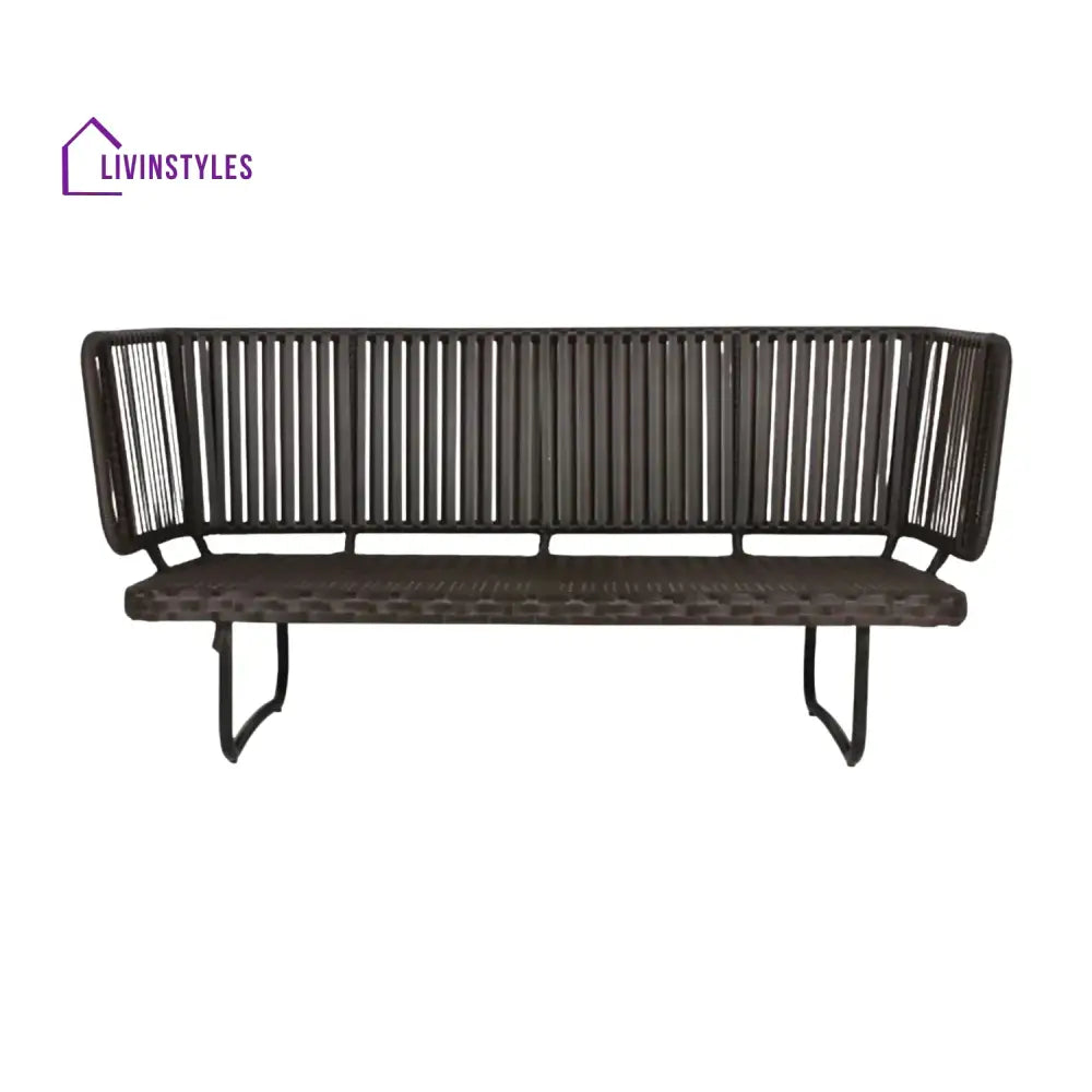Tinsley Outdoor Rope 4-Piece Patio Sofa Set with Wicker Top Table (Brown & White) - Sofa Set