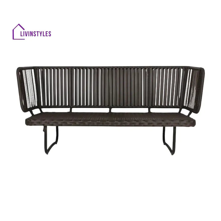 Tinsley Outdoor Rope 4-Piece Patio Sofa Set with Wicker Top Table (Brown & White) - Sofa Set