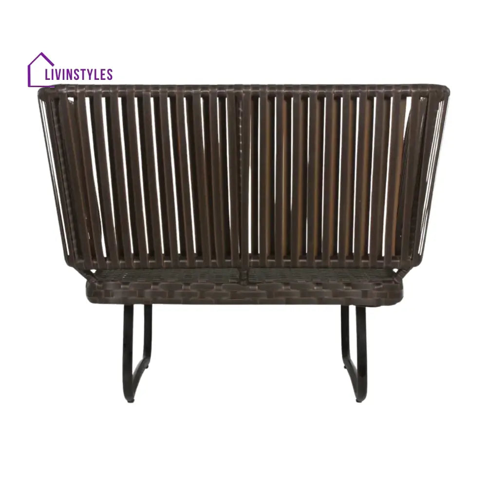 Tinsley Outdoor Rope 4-Piece Patio Sofa Set with Wicker Top Table (Brown & White) - Sofa Set
