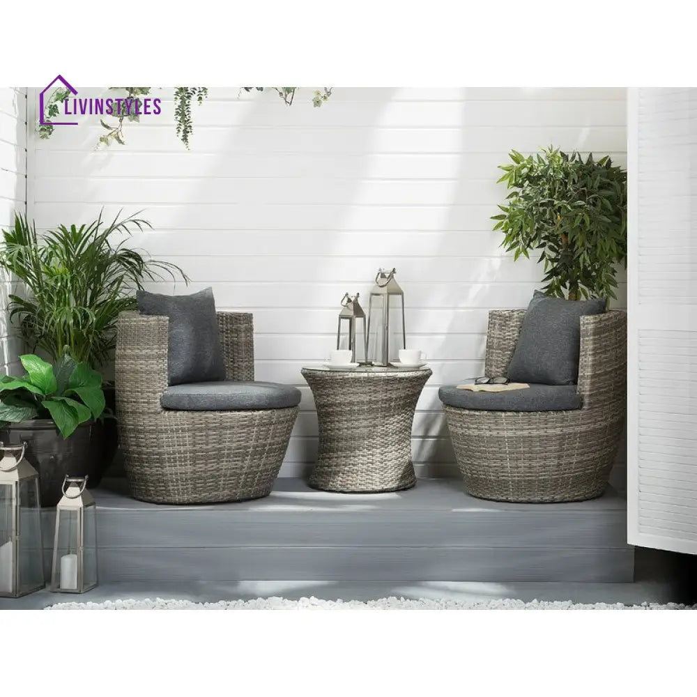 Tisca Outdoor Patio Seating Set 2 Chairs and 1 Table Set (Seashell) - Coffee Table Sets