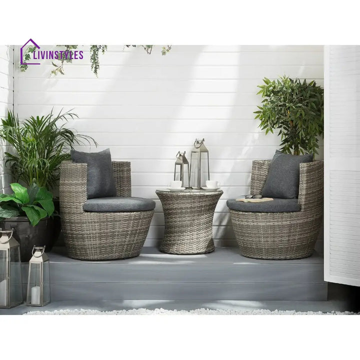 Tisca Outdoor Patio Seating Set 2 Chairs and 1 Table Set (Seashell) - Coffee Table Sets