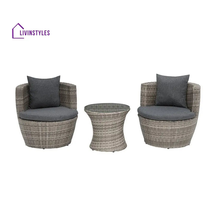 Tisca Outdoor Patio Seating Set 2 Chairs and 1 Table Set (Seashell) - Coffee Table Sets