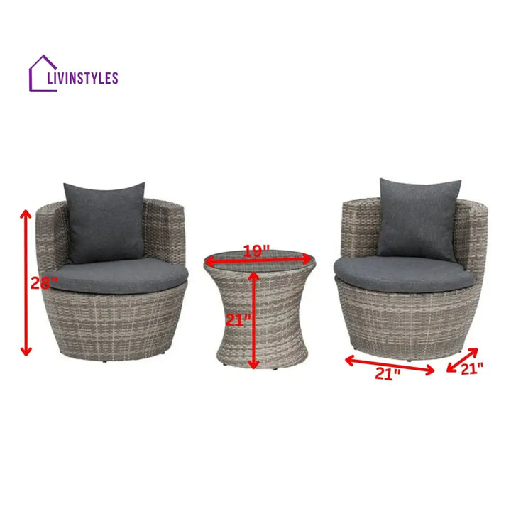 Tisca Outdoor Patio Seating Set 2 Chairs and 1 Table Set (Seashell) - Coffee Table Sets