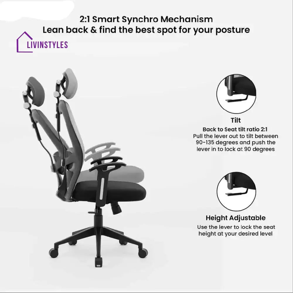 Titan Throne Matrix High Back Office Chair - Grey