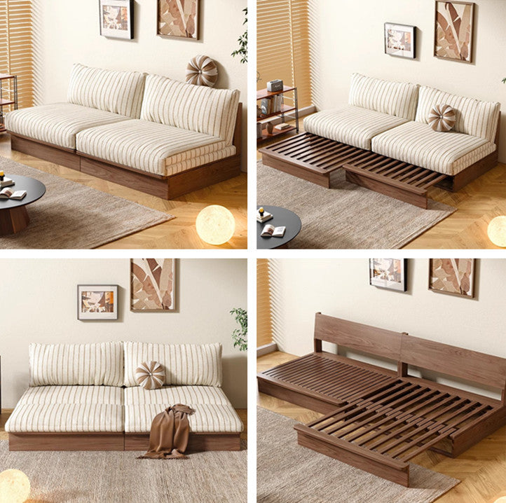 Japandi YUNJIAN Pull Out Solid Wood Frame Sofa Bed sofa bed