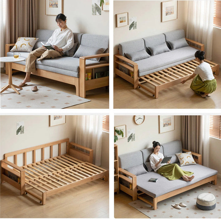 Japandi Beech Solid Wood Sleeper Sofa Bed SOFA BED