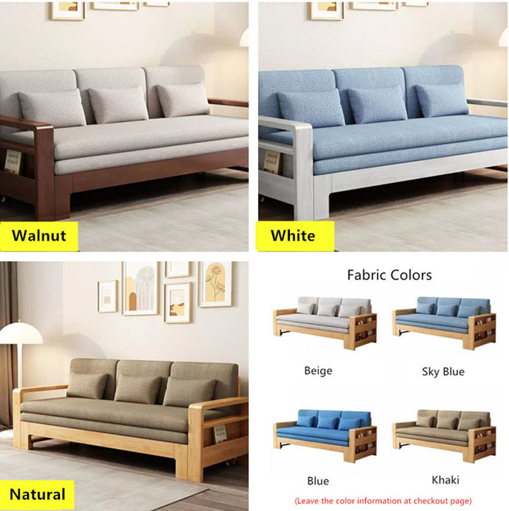 Japandi Beech Solid Wood Sleeper Sofa Bed SOFA BED