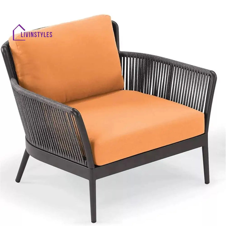 Tito Outdoor Patio Seating Set 2 Chairs and 1 Table Set (ORANGE) Braided & Rope - Coffee Table Sets
