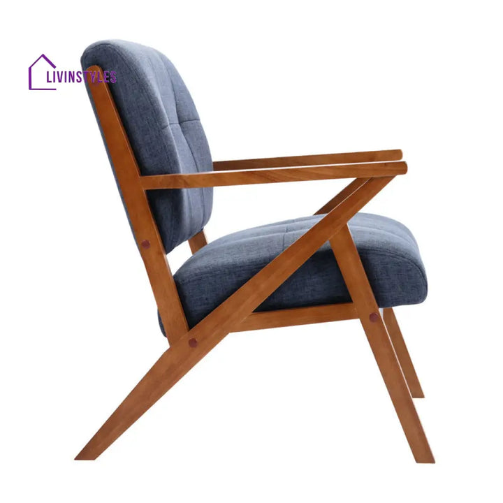 Tiya Solid Wood Frame and Fabric Arm Chair | Living Room Chair | Lounge Chair