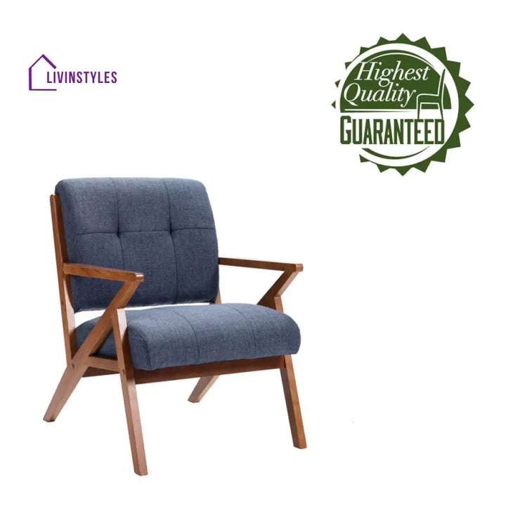 Tiya Solid Wood Frame and Fabric Arm Chair | Living Room Chair | Lounge Chair