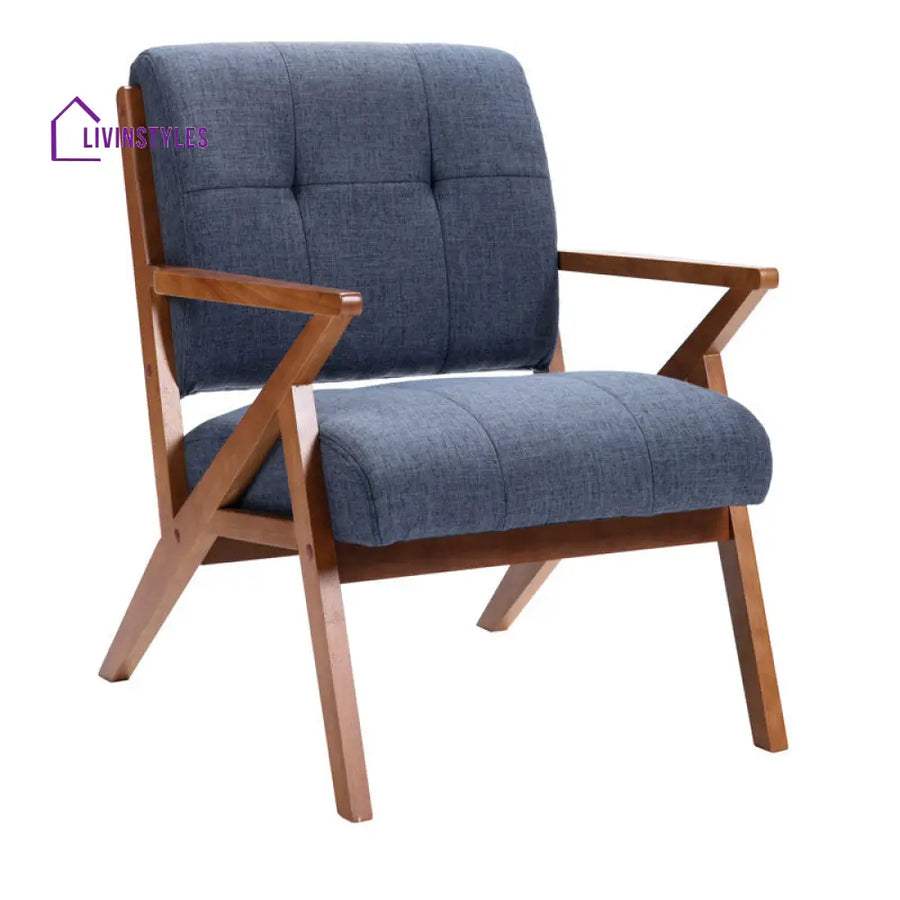 Tiya Solid Wood Frame and Fabric Arm Chair | Living Room Chair | Lounge Chair