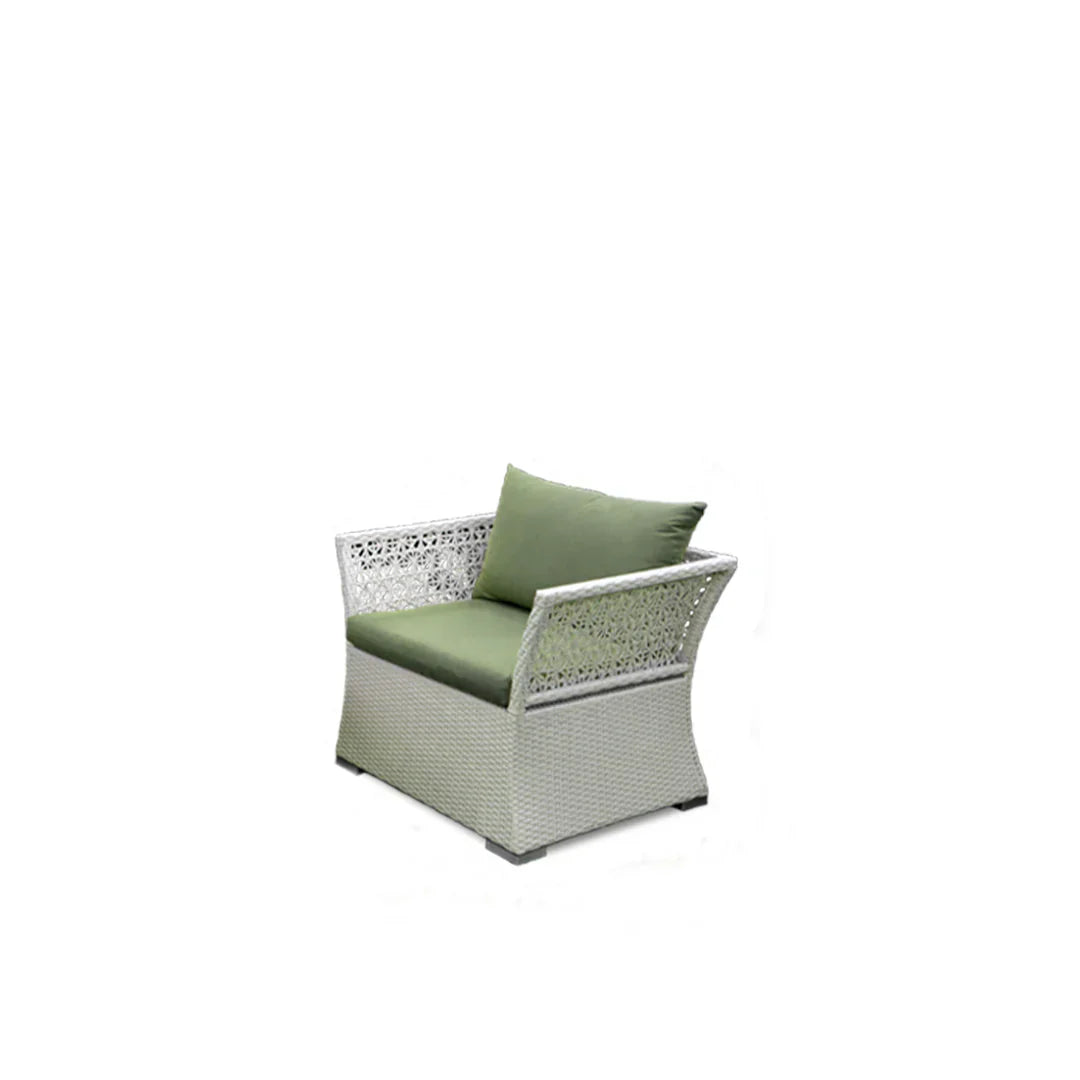 Adara Outdoor Sofa Set 2 Seater, 2 Single seater and 1 Center Table (White + Green)