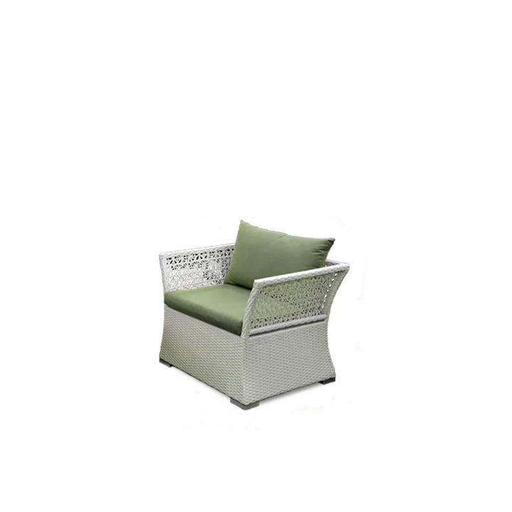 Adara Outdoor Sofa Set 2 Seater, 2 Single seater and 1 Center Table (White + Green)