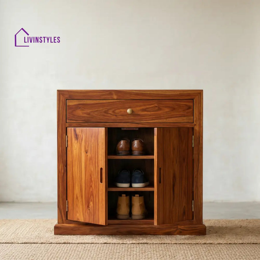 Toa Solid Wood Sheesham Shoe Rack (Honey Finish)