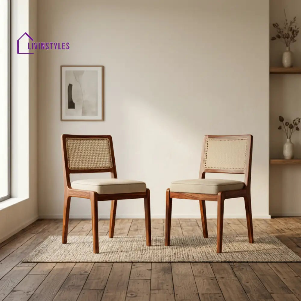 Toby Sheesham Wood Dining Chairs - Set of 2 (Honey Finish)