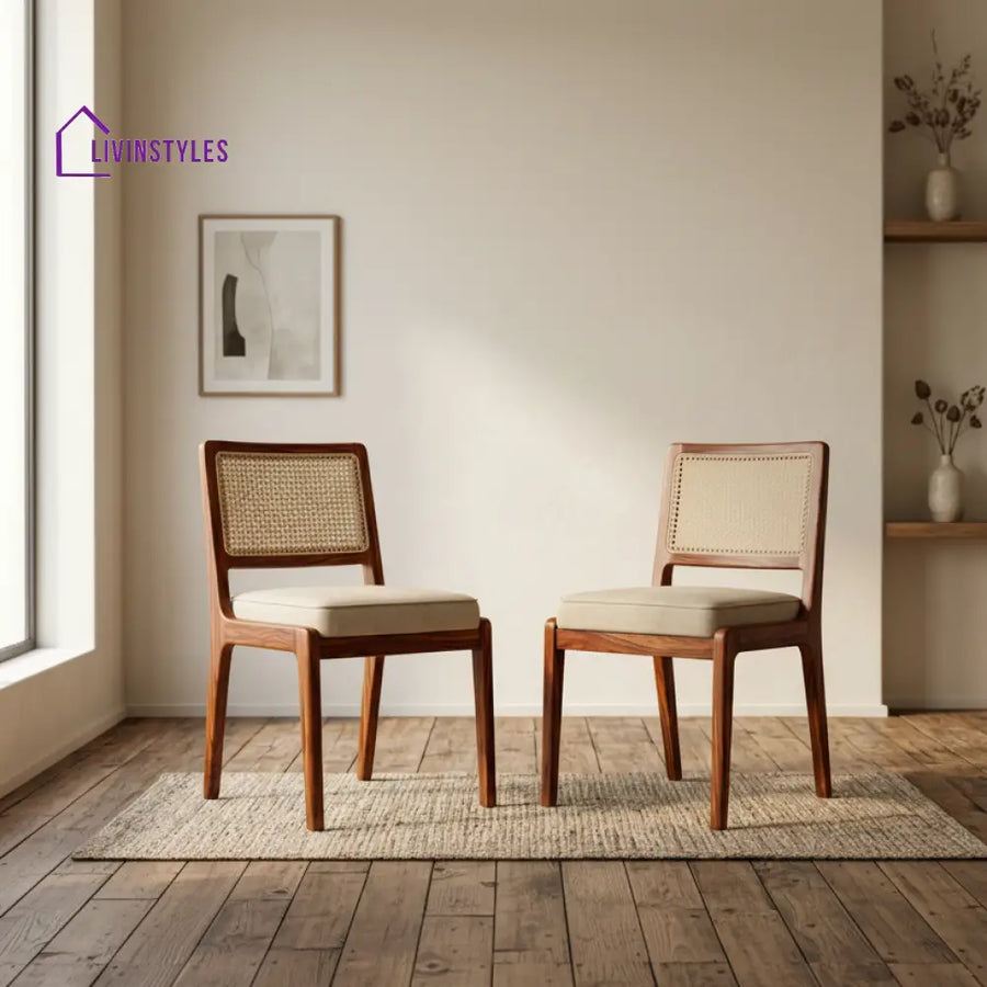 Toby Sheesham Wood Dining Chairs - Set of 2 (Honey Finish)