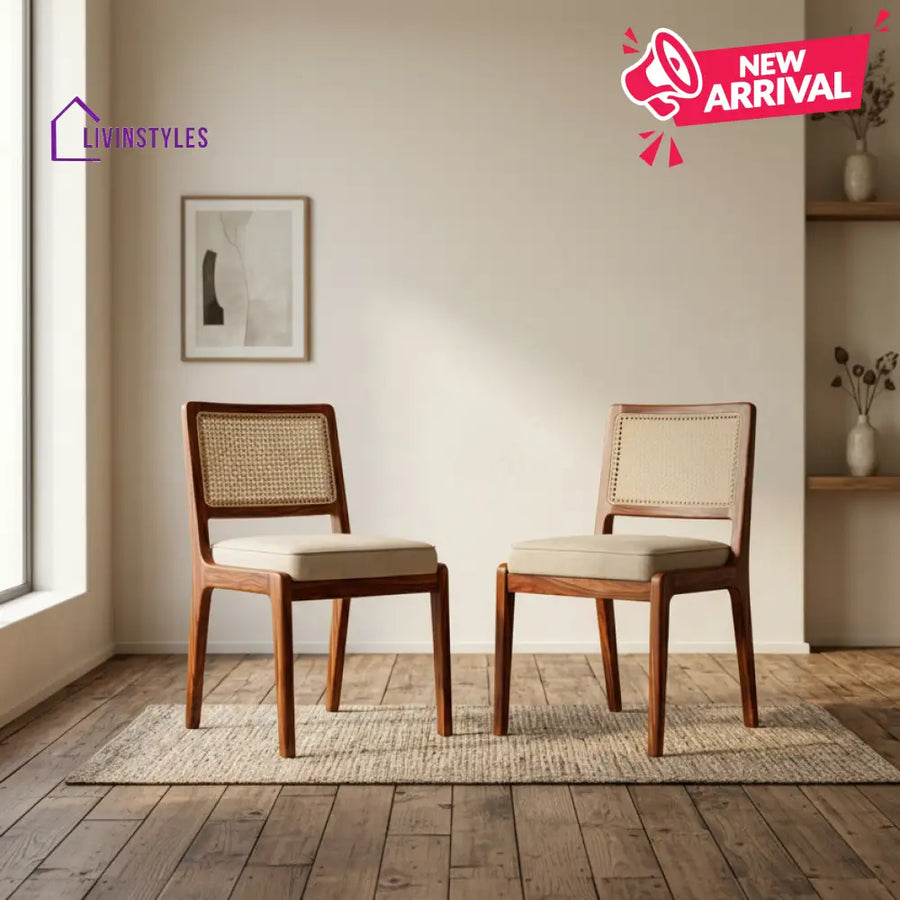 Toby Sheesham Wood Dining Chairs - Set of 2 (Honey Finish)