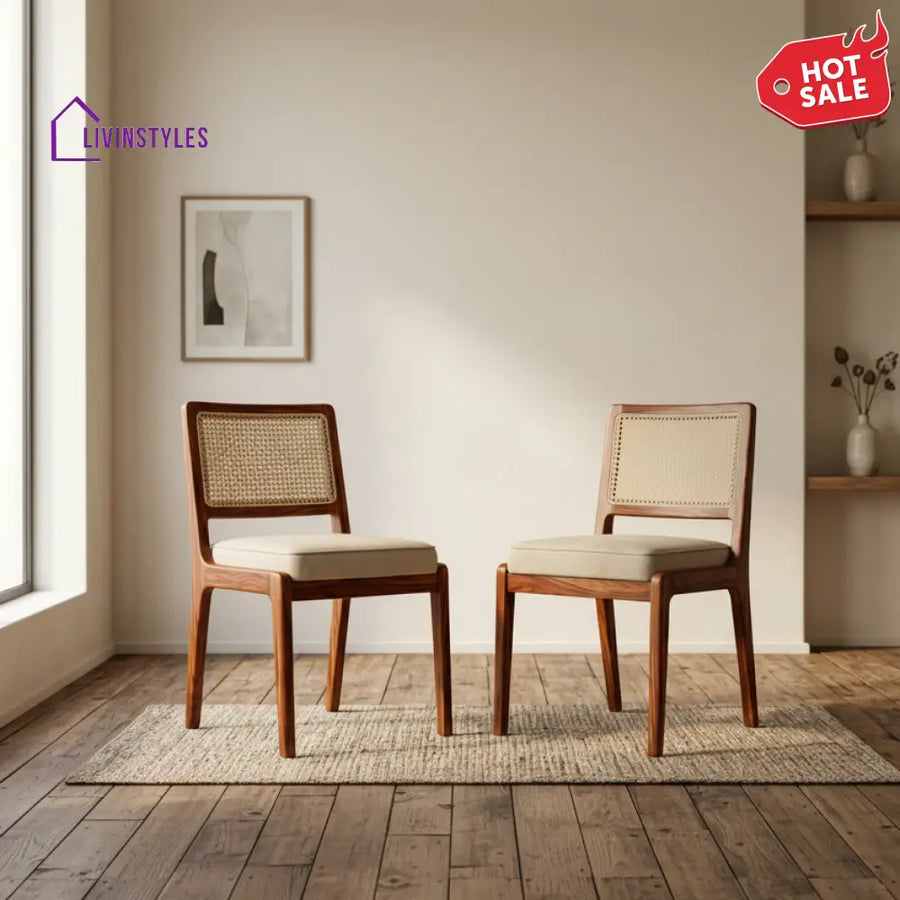 Toby Sheesham Wood Dining Chairs - Set of 2 (Honey Finish)