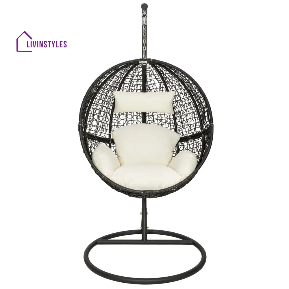 Tocci Single Seater Hanging Swing With Stand For Balcony Garden Swing (Black) - Swings