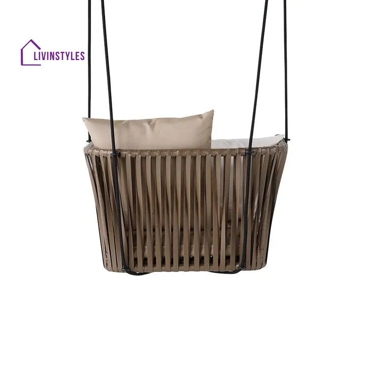 Tofull Single Seater Hanging Swing Without Stand For Balcony Garden Swing (Brown) - Swings