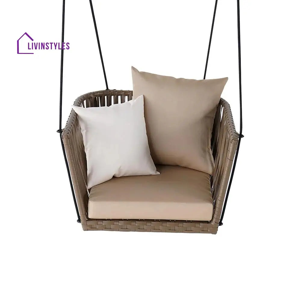 Tofull Single Seater Hanging Swing Without Stand For Balcony Garden Swing (Brown) - Swings