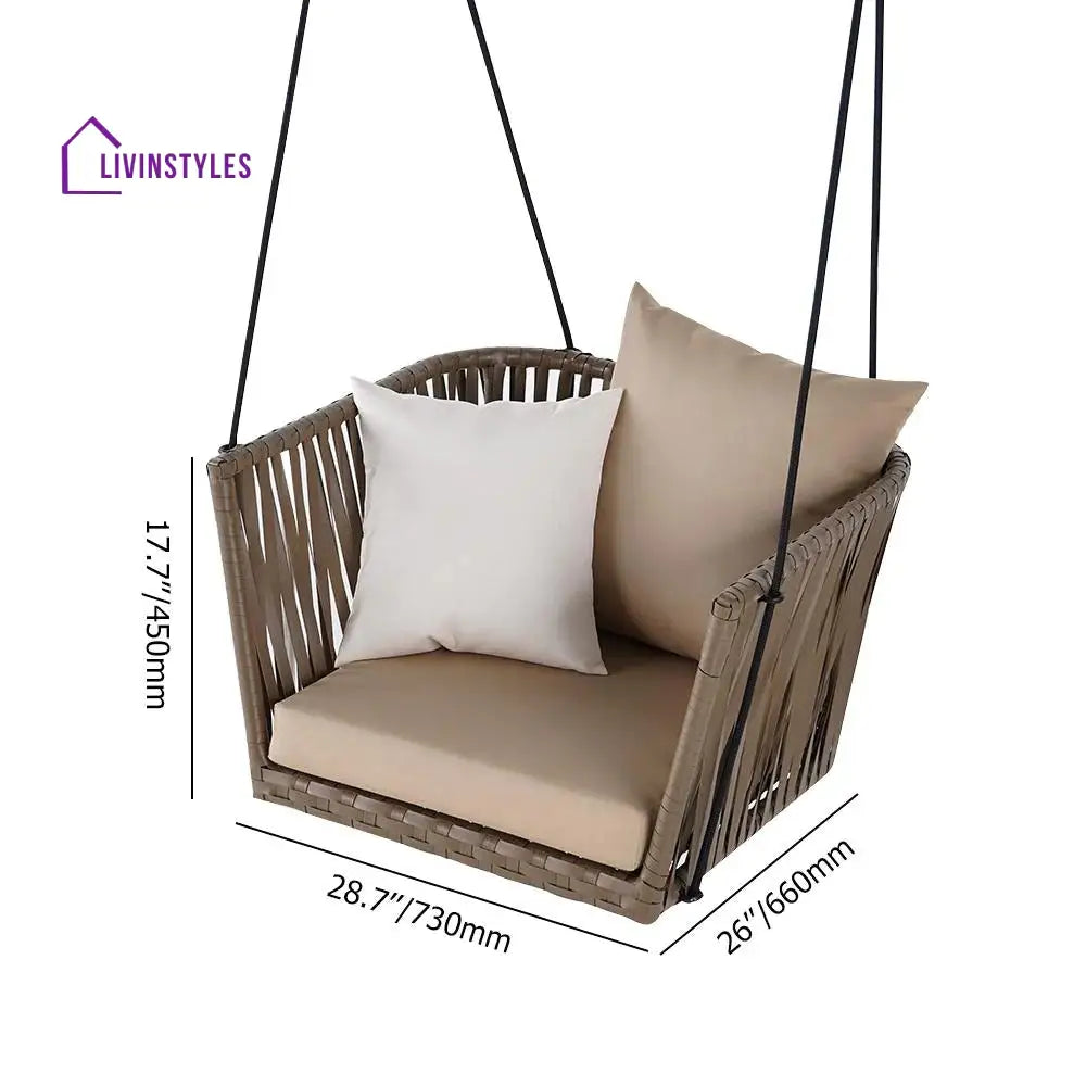 Tofull Single Seater Hanging Swing Without Stand For Balcony Garden Swing (Brown) - Swings