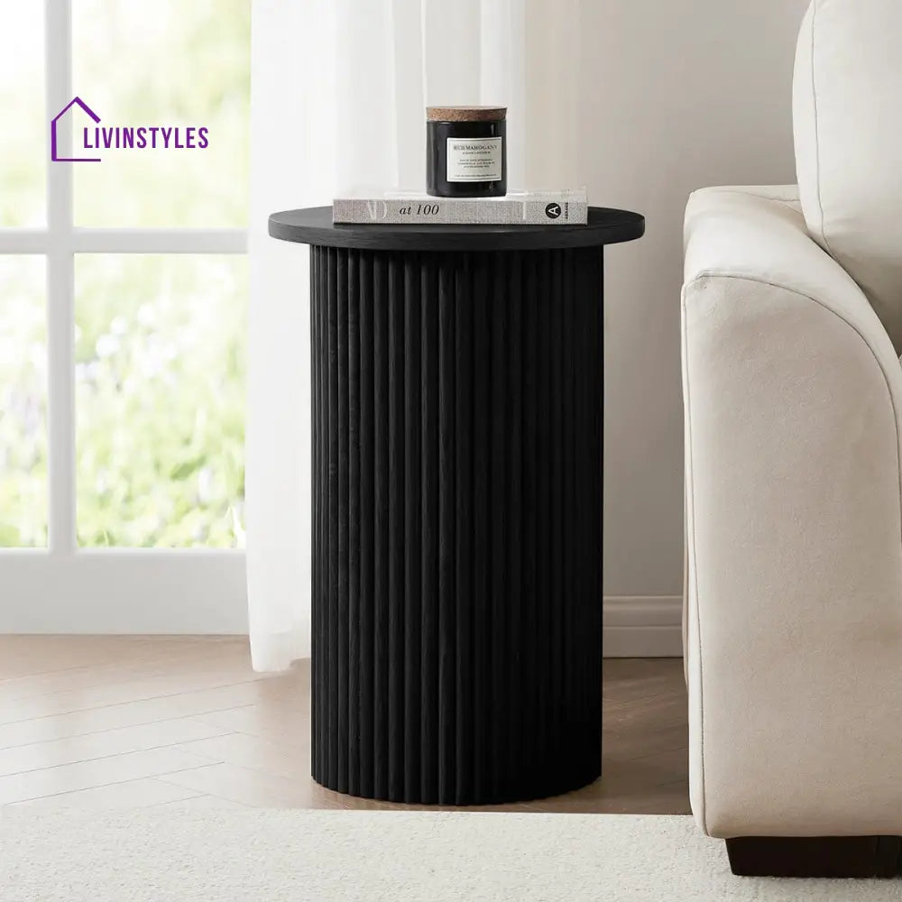 Tomás Round Pedestal Side Table - Black Side Table